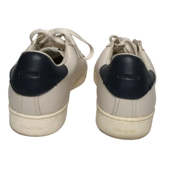 Coach Sneakers G1905 Beige Womens 9B Flats EUR 39.5 UK 7 Low Top Tan Navy Blue - Picture 4 of 12